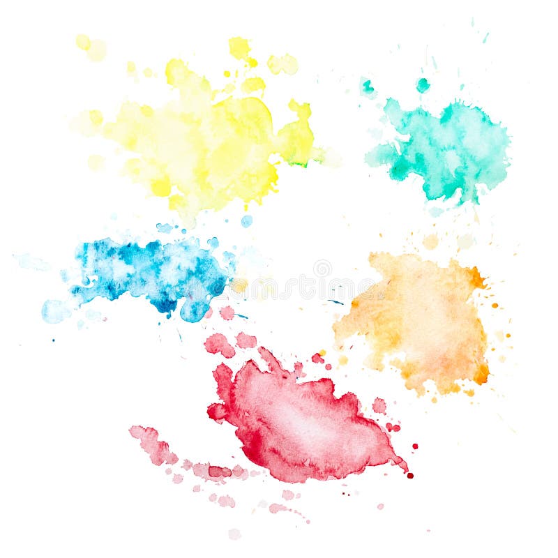 Set of 5 watercolor blots with splashes and stains royalty free illustration Set of 5 watercolor blots with splashes and stains royalty free illustration