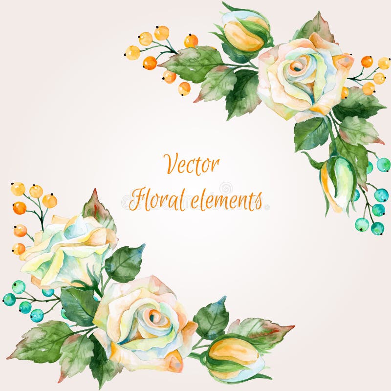 Set di acquerelli di bouquet floreali per il design.