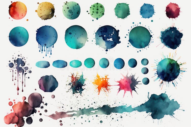 Watercolor Splatters Sets Isolated On White Background Stock