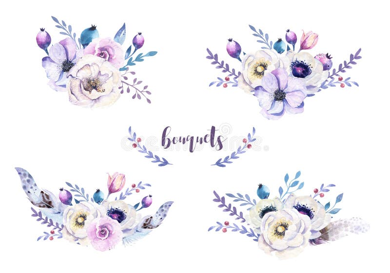 Gold leaf collection watercolor floral Royalty Free Vector