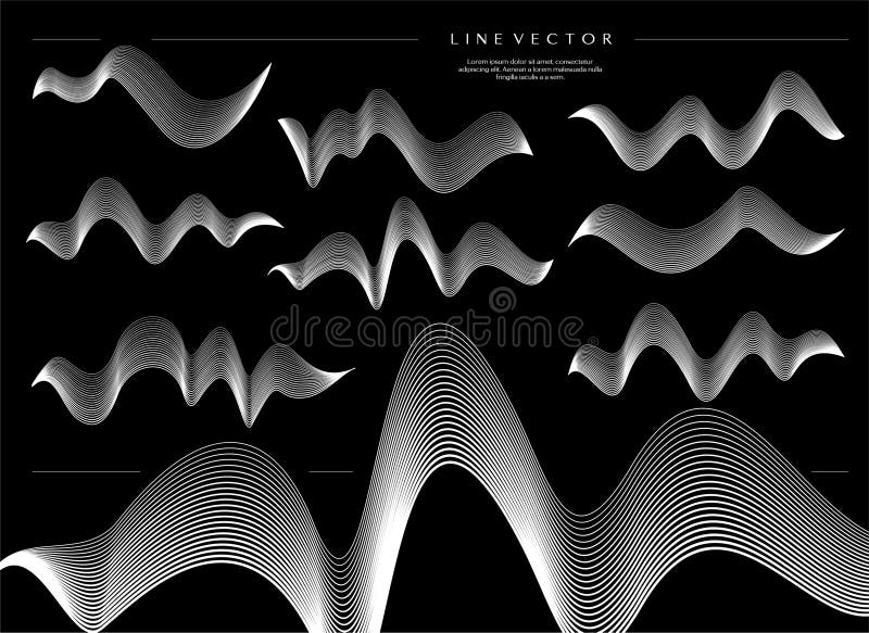 Set of Wave Blend Line Design Template. Modern Flowing Lines Wireframe