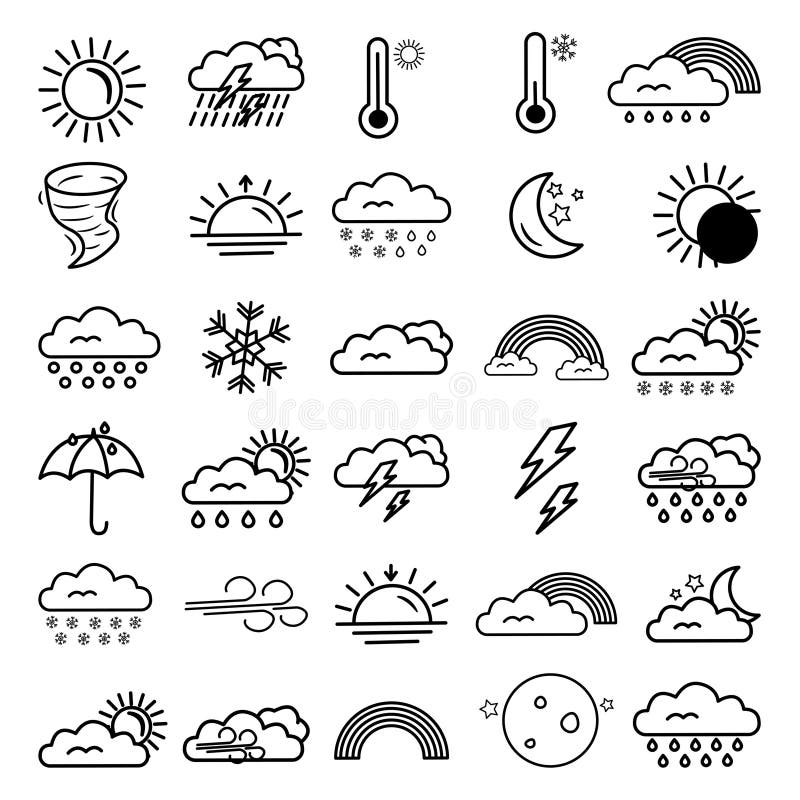 Set of 30 Weather Icons stock vector. Illustration of umbrella - 276802415