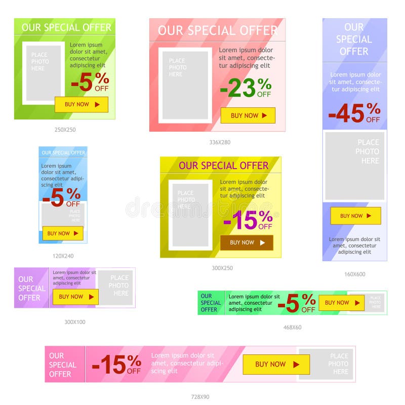 Set of web banner ads vector illustration Set of web banner ads vector illustration