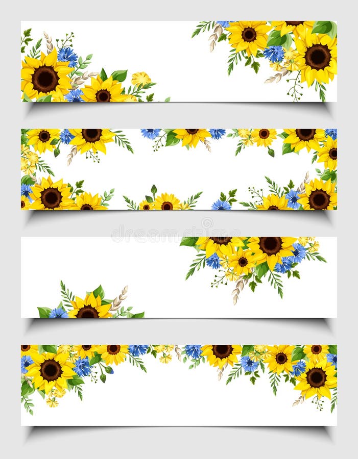  Banners with Blue Flowers. Vector Eps10. Stock