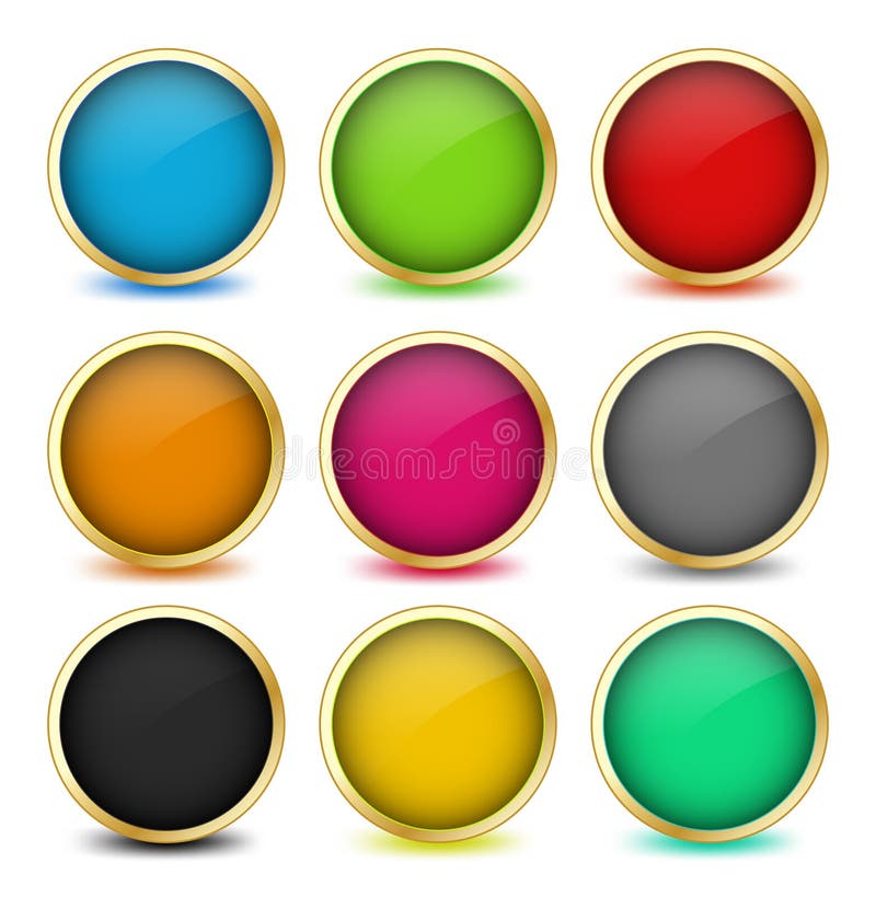 Set of web buttons with golden frames. Vector vector illustration