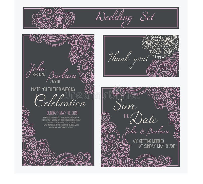 Set Of Wedding  Invitation  Or Anniversary  Cards  With 