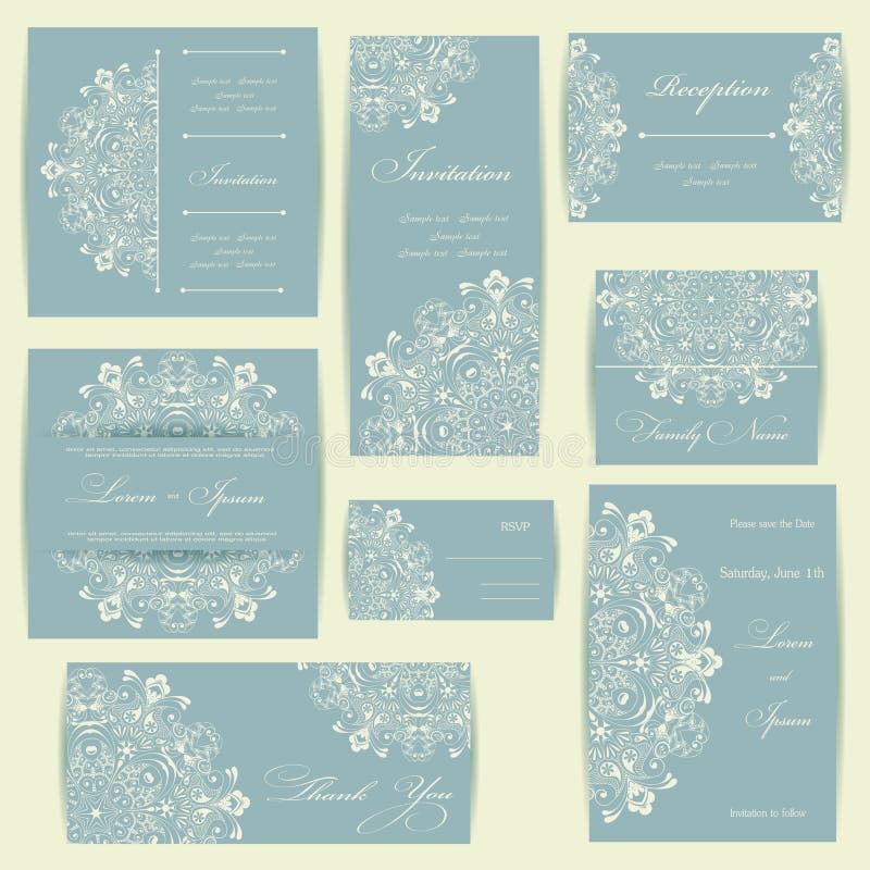 Set of wedding invitation cards