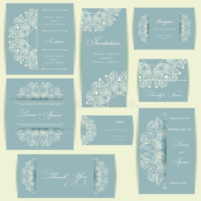 Set of wedding invitation cards