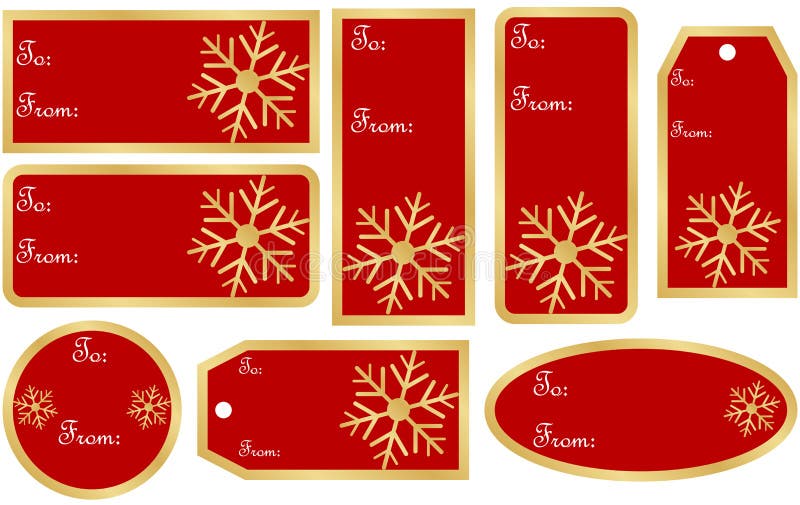 Set of Christmas Gift Tags with snowflakes and golden accents. Set of Christmas Gift Tags with snowflakes and golden accents