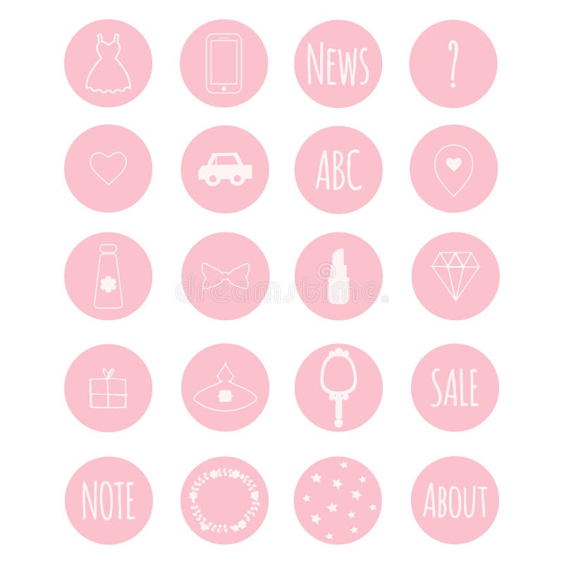 Set 20 wektorowych ikon w nive różowym girly temacie dla sieci przechuje ilustracji Set 20 wektorowych ikon w nive różowym girly temacie dla sieci przechuje ilustracji