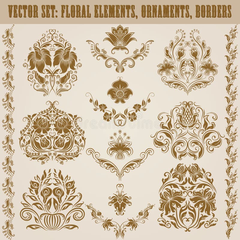 Set wektoru adamaszka ornamenty. royalty ilustracja Set wektoru adamaszka ornamenty. royalty ilustracja