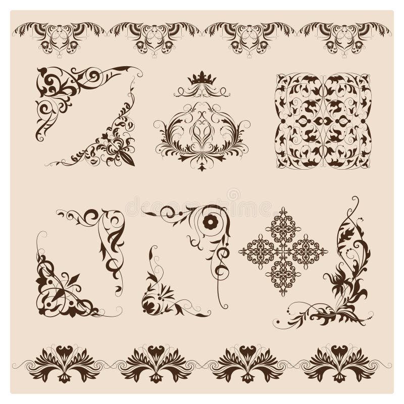 Set wektoru adamaszka ornamenty royalty ilustracja Set wektoru adamaszka ornamenty royalty ilustracja