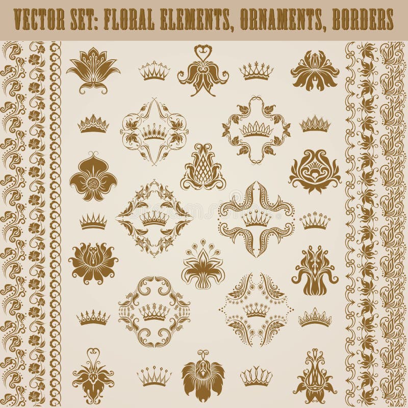Set wektoru adamaszka ornamenty. royalty ilustracja Set wektoru adamaszka ornamenty. royalty ilustracja