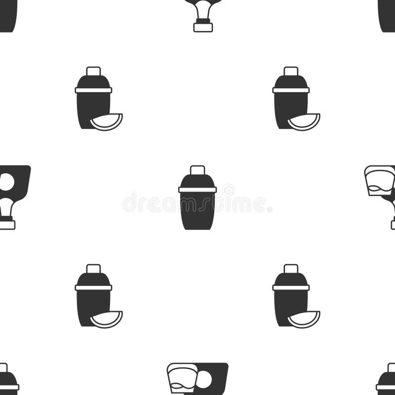 Set Whiskey Bottle and Glass, Cocktail Shaker and with Lime on Seamless