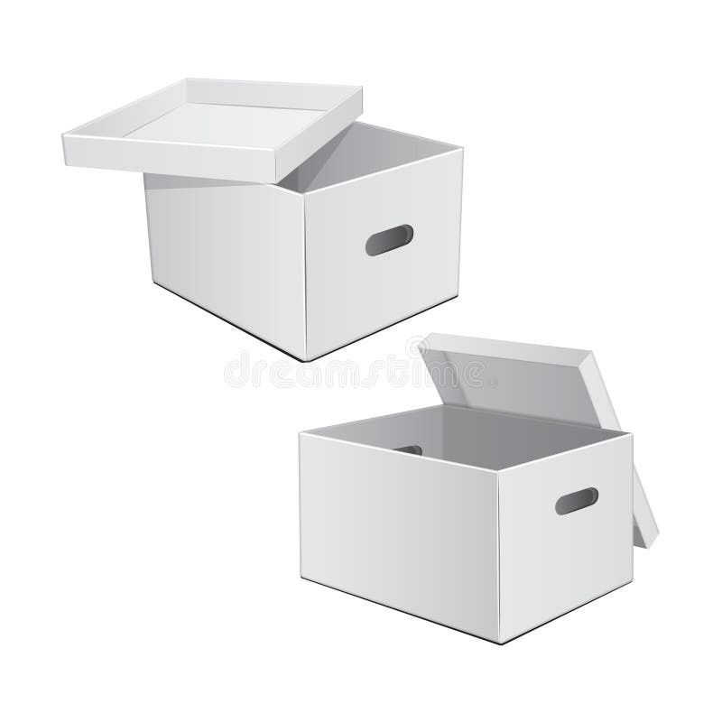 Download White Cardboard Package Box With Handle. Vector Mock Up ...