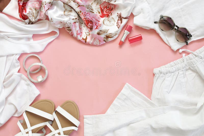 Set of White Clothes and Accessories Stock Image - Image of romantic ...