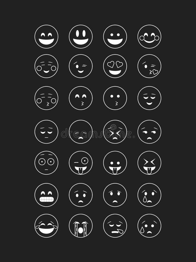 Những biểu tượng nét trắng trên nền đen rất độc đáo và có phong cách riêng của chúng. Chúng sẽ giúp tin nhắn của bạn nổi bật hơn và tạo ra một sự khác biệt đáng kinh ngạc. Xem những hình ảnh liên quan để khám phá thêm về những emoji thú vị này.
