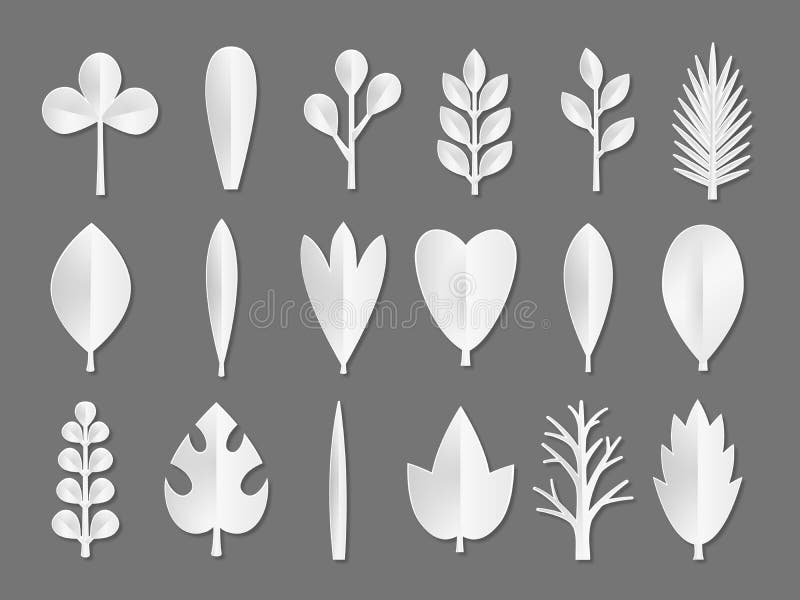 White paper cut autumn leaves set 3d fall Vector Image