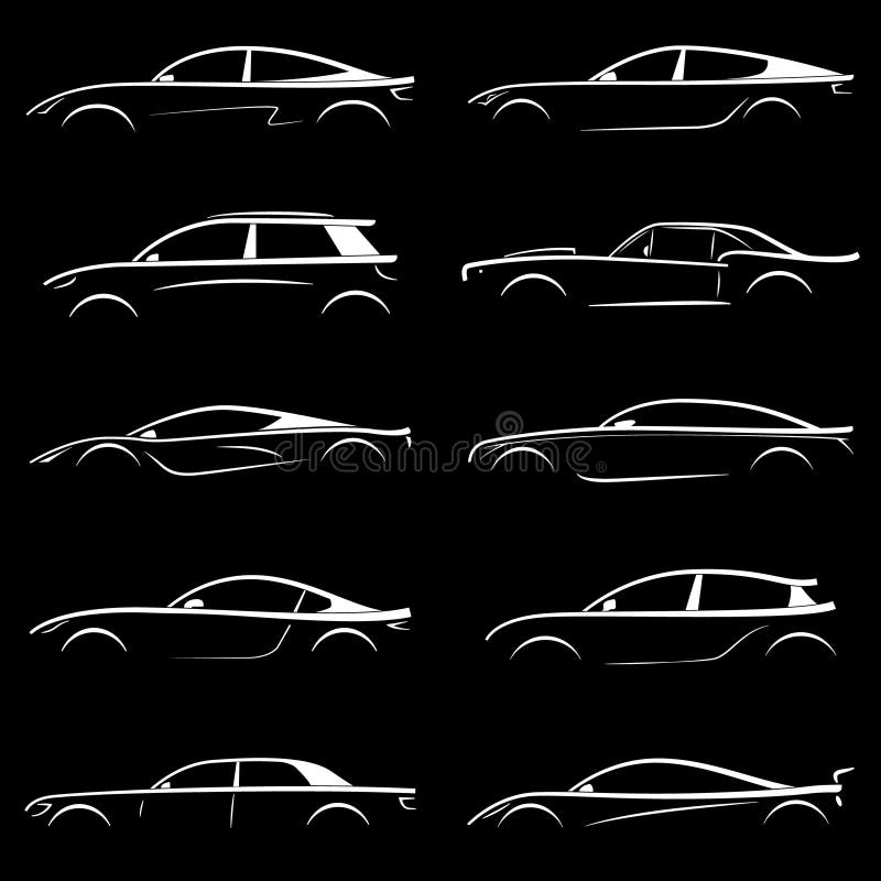 Cars Outline Clipart-Classic Car silhouette icon on white background vector