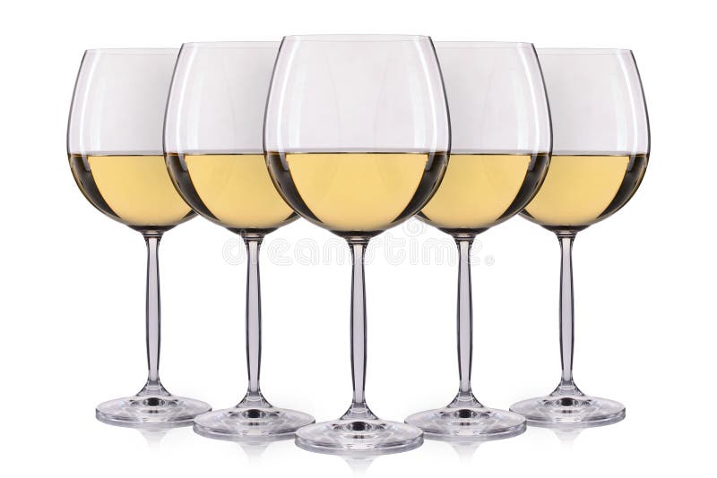 Set Of White Wine In A Glass On White Background Stock Image Image of