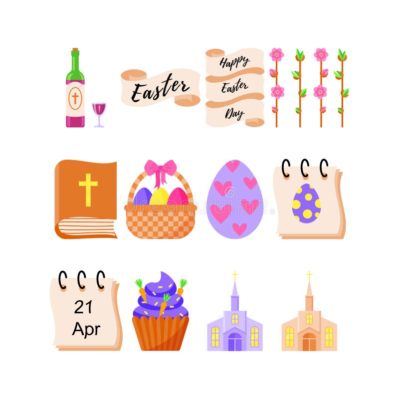 Set Wielkanocne ikony dla wakacje wielkanoc również zwrócić corel ilustracji wektora ilustracji Set Wielkanocne ikony dla wakacje wielkanoc również zwrócić corel ilustracji wektora ilustracji