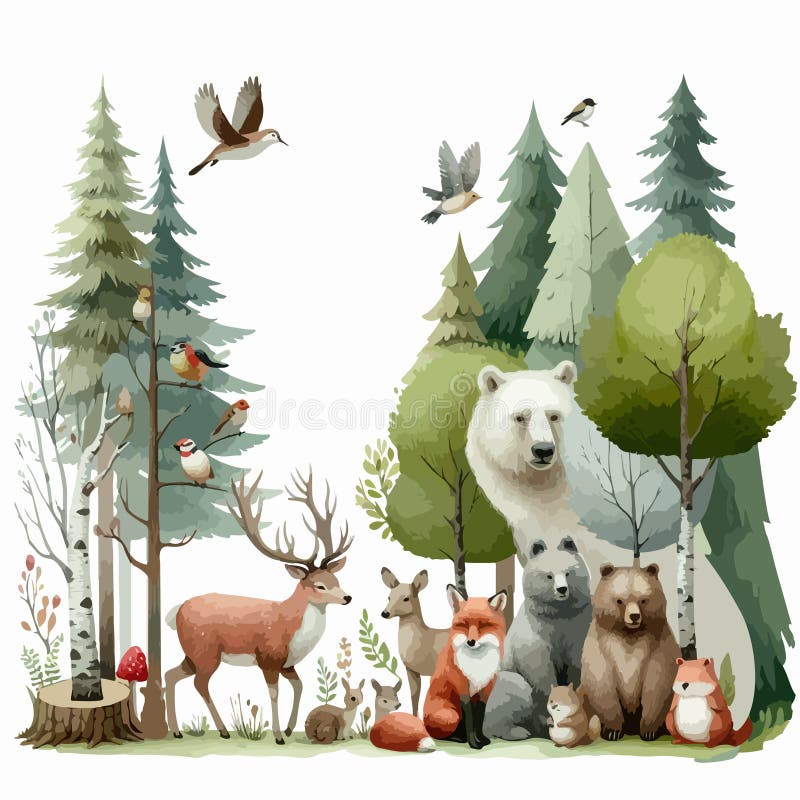 Forest animal stickers Royalty Free Vector Image