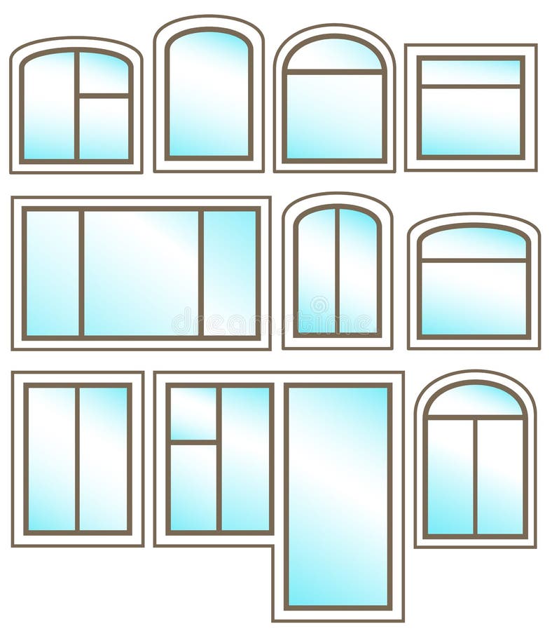 Set windows icon with glossy glass stock illustration