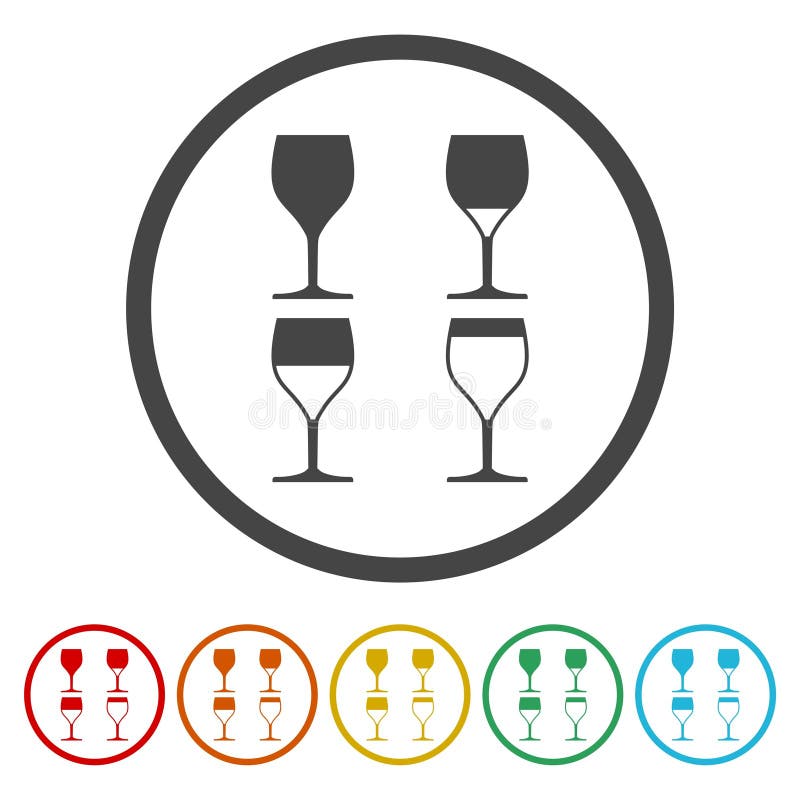 Set of wine glass icon. Set icons in color circle buttons vector illustration