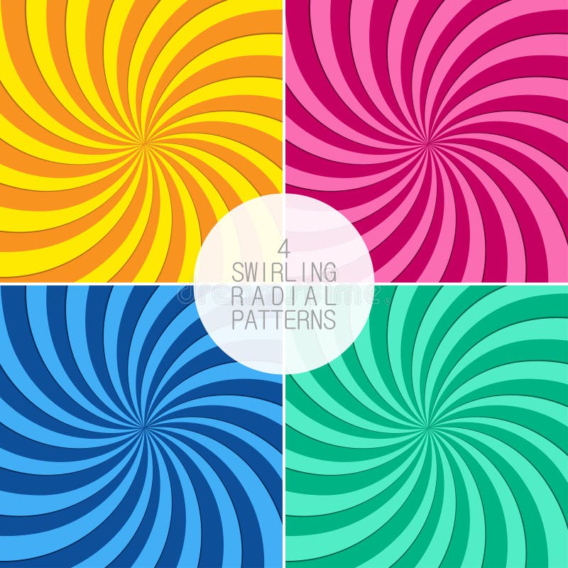 Set wirować promieniowych wzory Tło z zawijasów promieniami Vortex promienie wektor ilustracji Set wirować promieniowych wzory Tło z zawijasów promieniami Vortex promienie wektor ilustracji