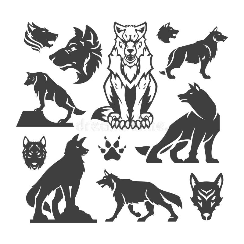 Download Set Wolfs Vector Illustrations Stock Vector - Image: 59657073