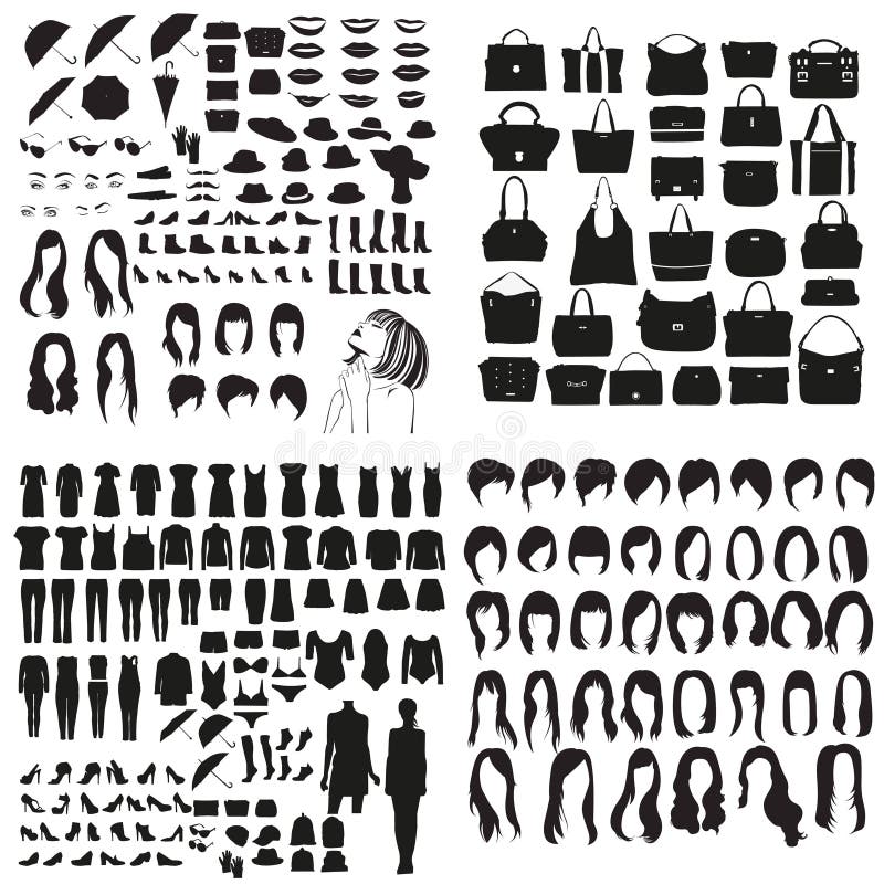 A Set of Women S Clothes and Various Accessories Stock Vector