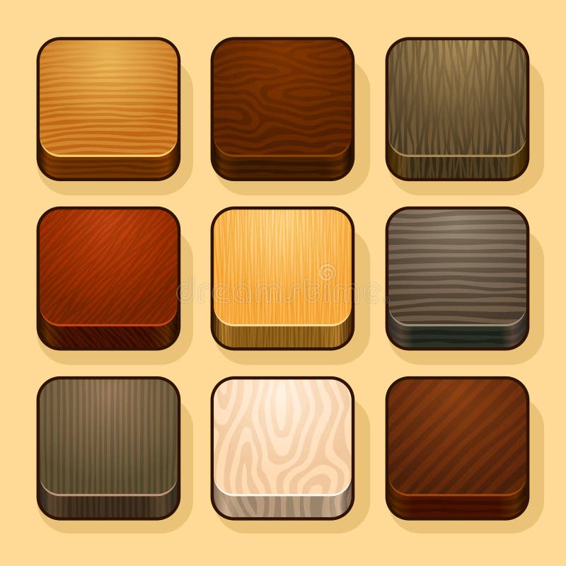 Set of wood ios icons stock vector. Illustration of structure 32617879