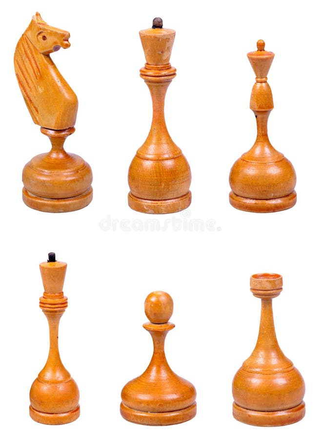 The wooden chess pieces