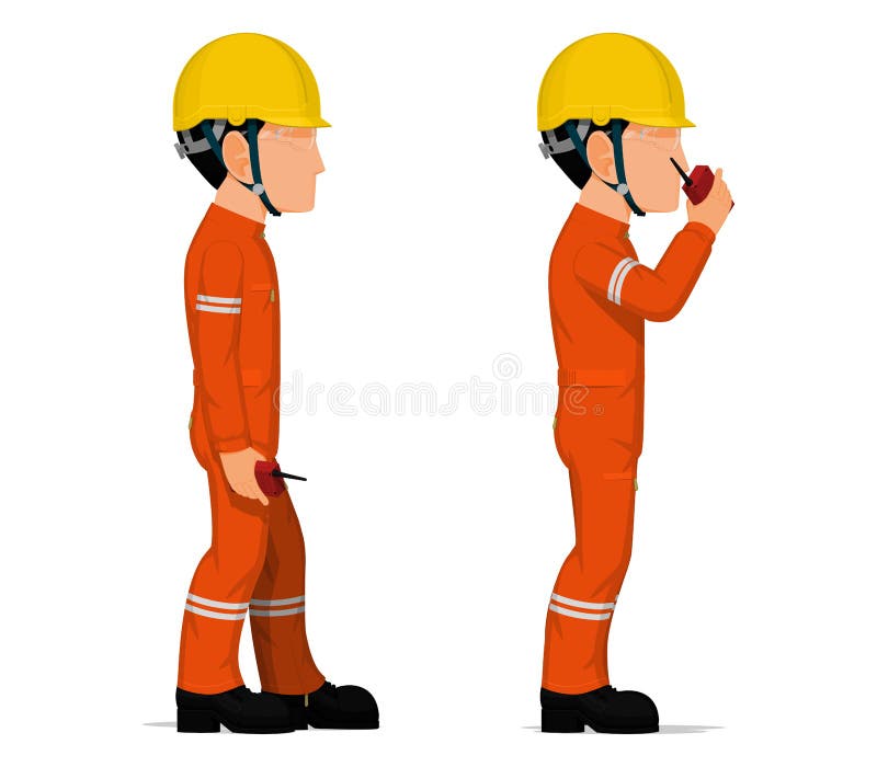 Set of Worker is Holding a Walkie-talkie Stock Vector - Illustration of