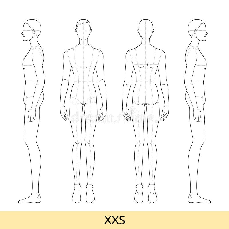 Set of XXS Size Men Fashion Template 9 Nine Head Size Croquis Gentlemen ...