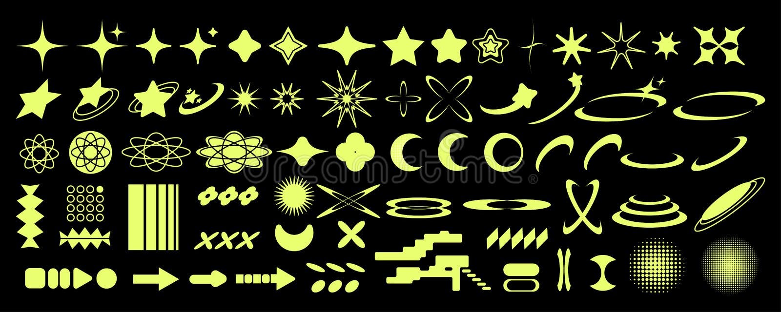 Y2k symbols retro star icons trendy acid rave Vector Image