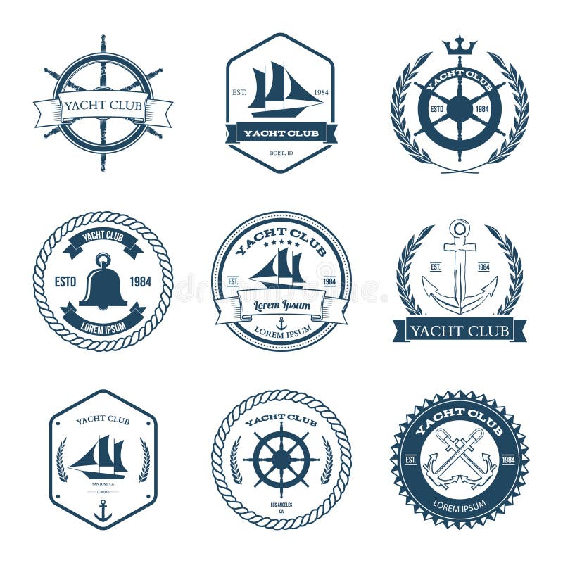 Set of Yacht Club Labels Design Elements Vector Stock Vector ...