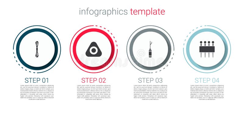 Set Yarn, Sewing chalk, Awl tool and Needle for sewing. Business infographic template. Vector stock illustration
