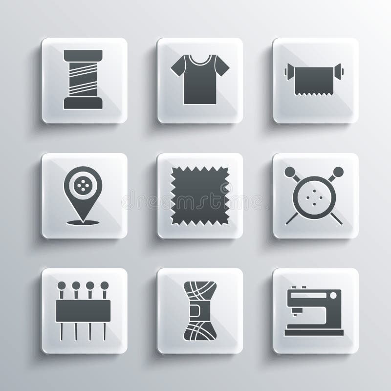 Set Yarn, Sewing machine, button and knitting needles, Leather, Needle for sewing, Location tailor shop, thread and royalty free illustration