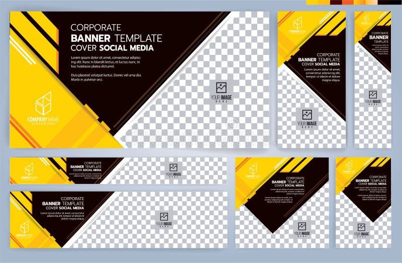 Set of Yellow and Black Web banners templates