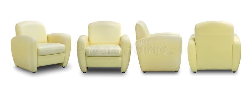 Set of Yellow Leather Sofa Furniture