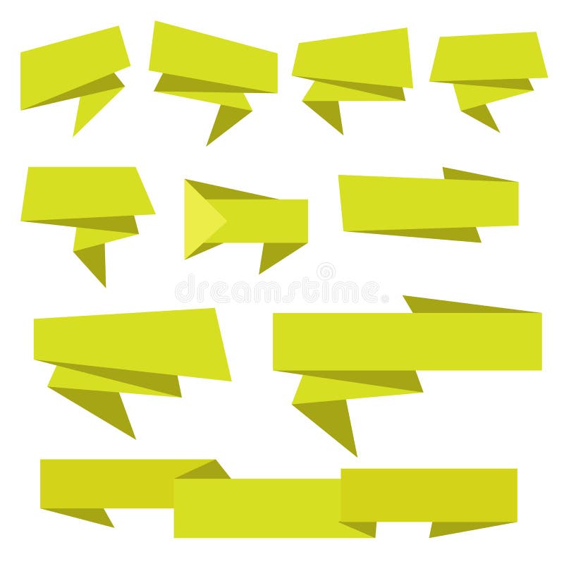 Set of Yellow Paper Banners Stock Illustration Illustration of comic
