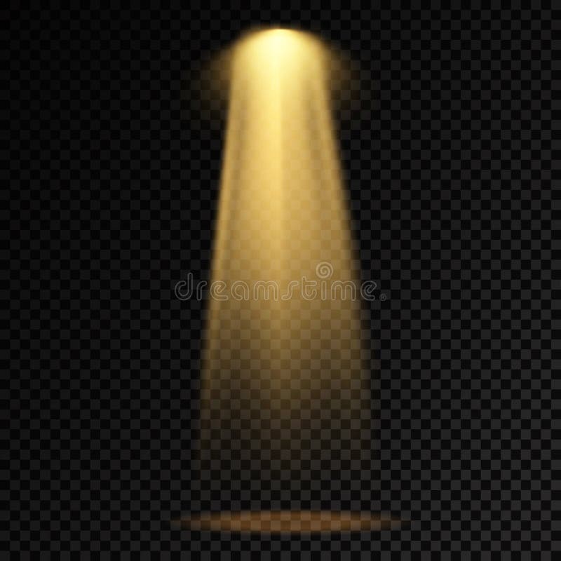 Set of Yellow Spotlight, Projector Light Effect. Stock Vector