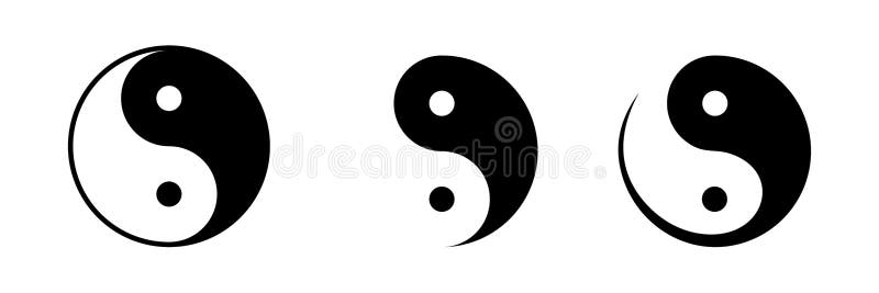 Vector set of black and white yin and yang symbols isolated on a white background. Vector set of black and white yin and yang symbols isolated on a white background.