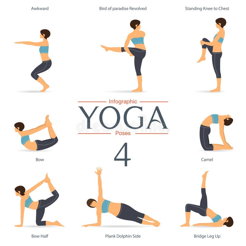 6 Yoga Poses or Asana Posture for Workout in Self Care Concept
