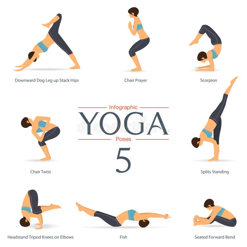 Set of Yoga Poses in Flat Design . Yoga Infographics Stock Vector ...