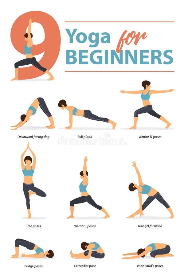 8 yoga poses for workout in balance and stability Vector Image