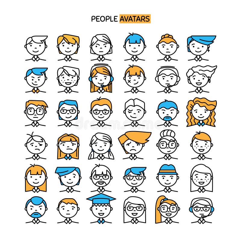 Set z cienką kreskową ikoną ludzie eleganckich avatars dla profilowej strony ilustracja wektor Set z cienką kreskową ikoną ludzie eleganckich avatars dla profilowej strony ilustracja wektor