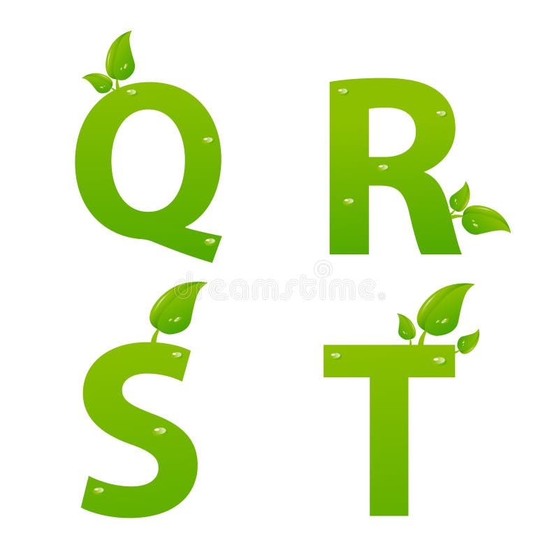 Set zielony eco pisze list loga z liśćmi ilustracji