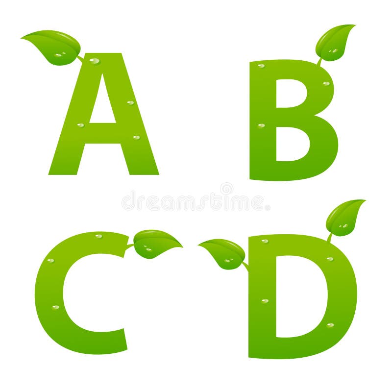 Set zielony eco pisze list loga z liśćmi ilustracja wektor